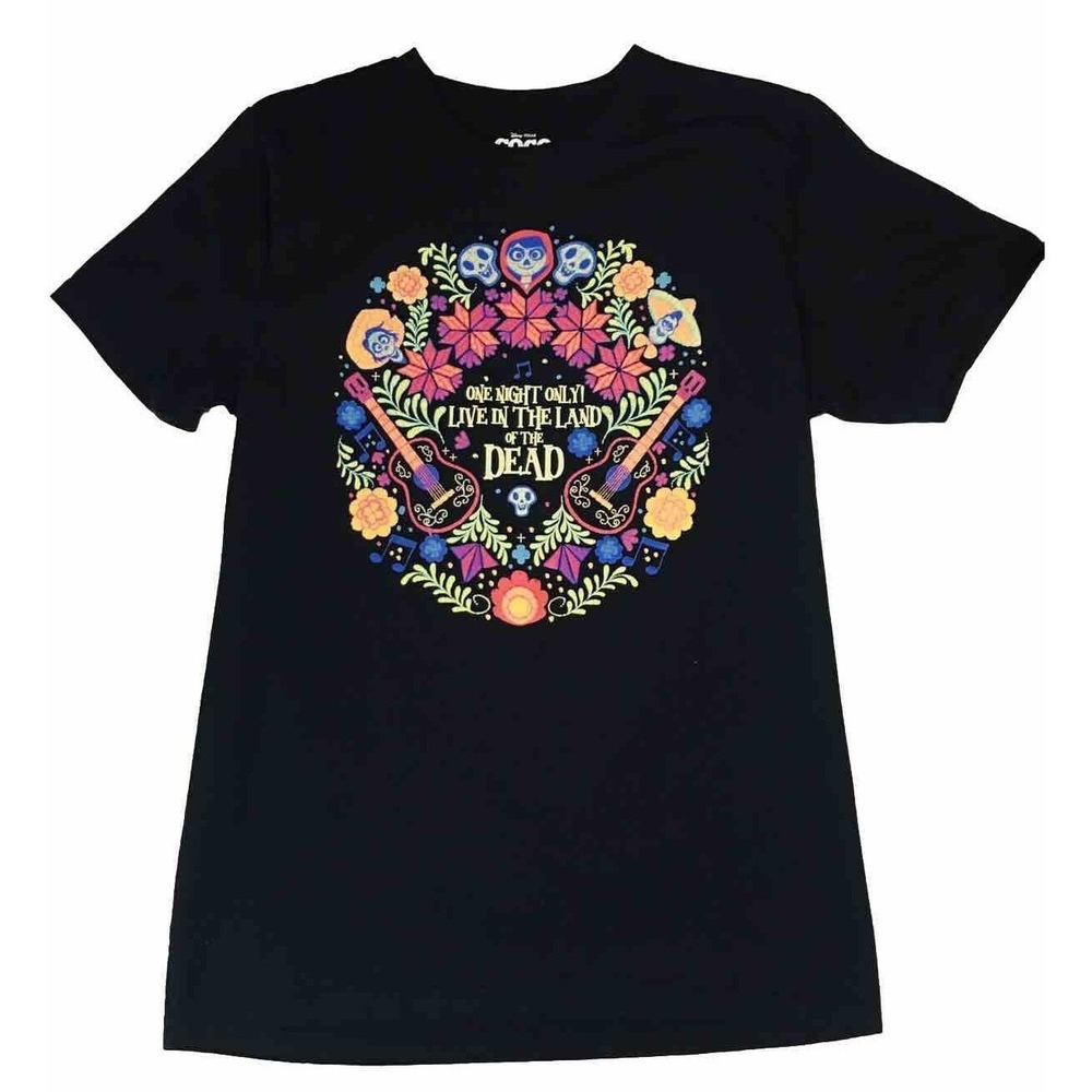 Disney Pixar Coco Womens Medium T-Shirt Black Land of the Dead Graphic Tee